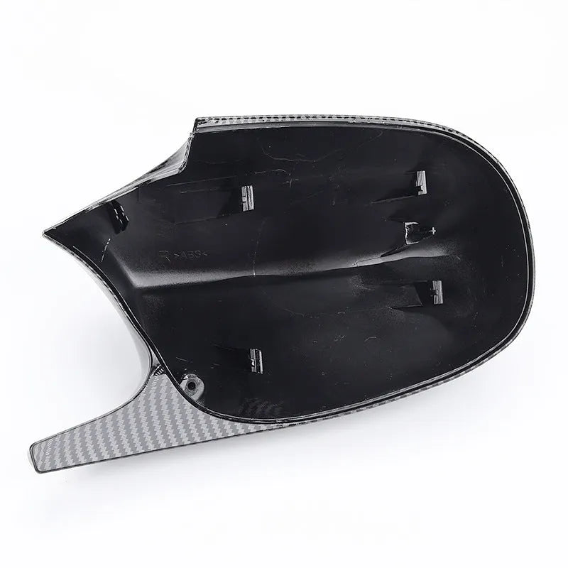Pair of black ABS plastic rearview mirror housings for BMW 3 Series E90 replacement.