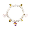 Halloween pet collar charm with simulated pearls and a choice of pumpkin or ghost decoration.