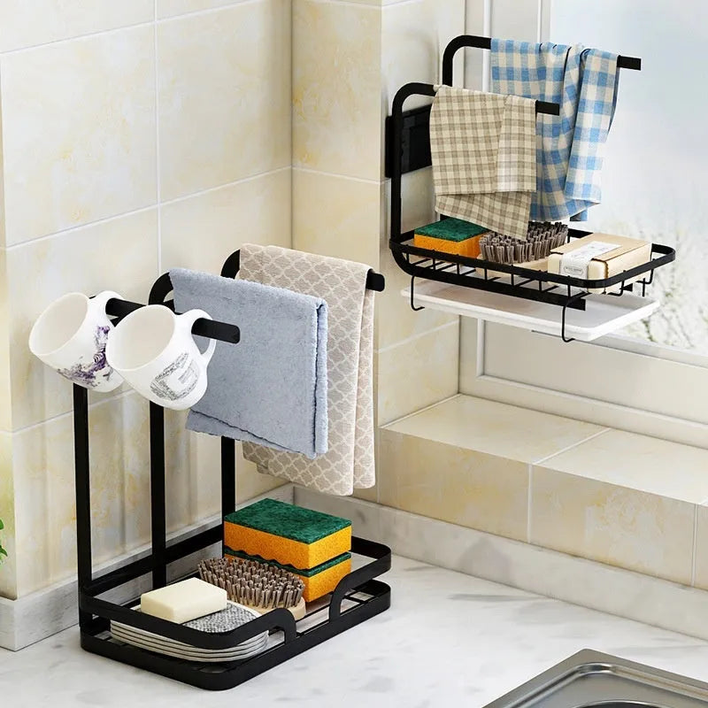 Foldable plastic kitchen storage rack with Chinese style design for wall or countertop placement