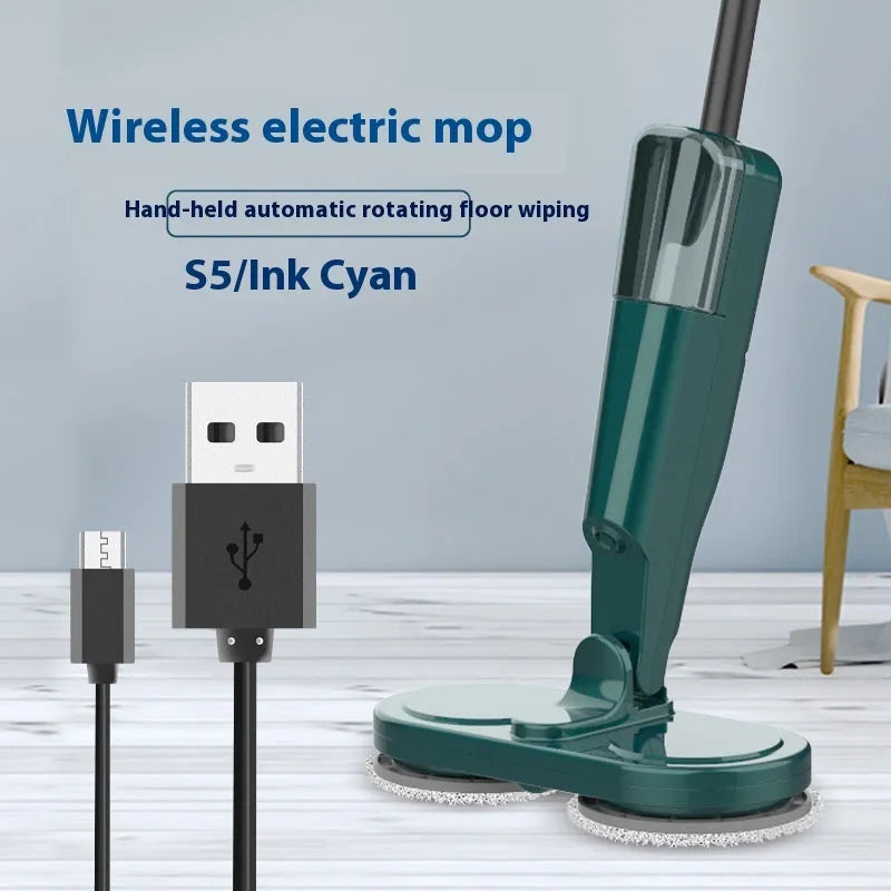 Wireless sweeping and mopping all-in-one machine in S5 Green colour with USB charging cable