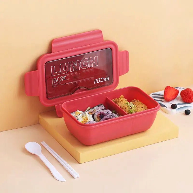 Four-compartment bento lunch box with Nordic design in green colour option