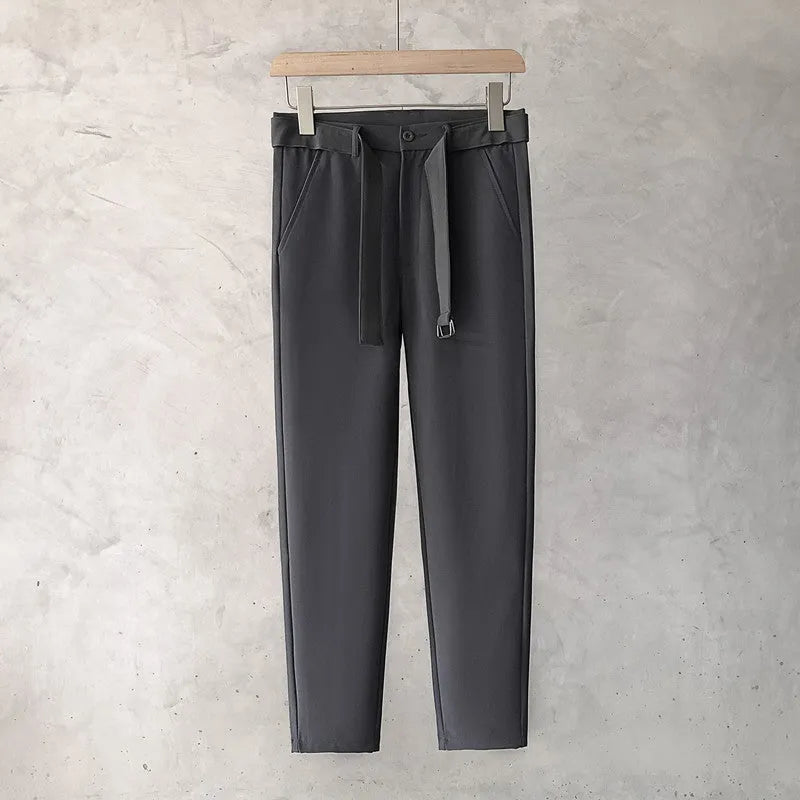 Boys slim straight trousers in wool blend fabric with tapered leg business casual design