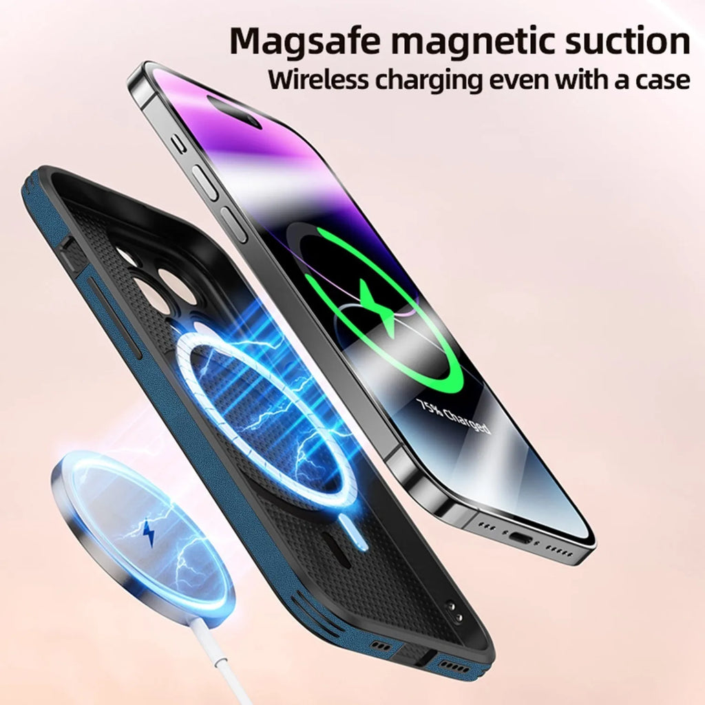 iPhone 16 imitation leather phone case with 3D embossed moose head print design