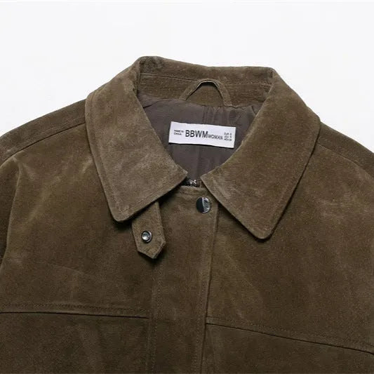 Women's casual jacket in picture colour with Japanese Korean styling and medium thickness PU construction