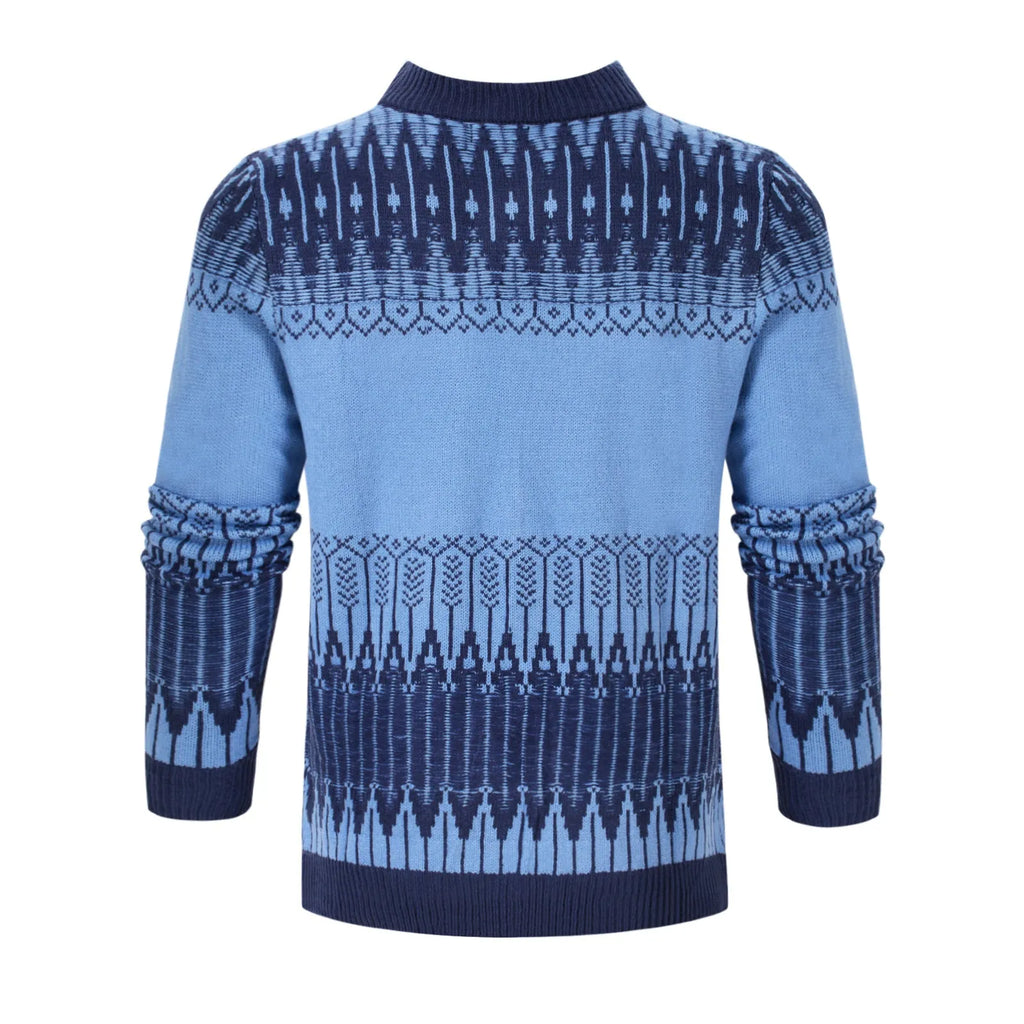 A men's thick-knit long-sleeved pullover sweater in a casual style for winter