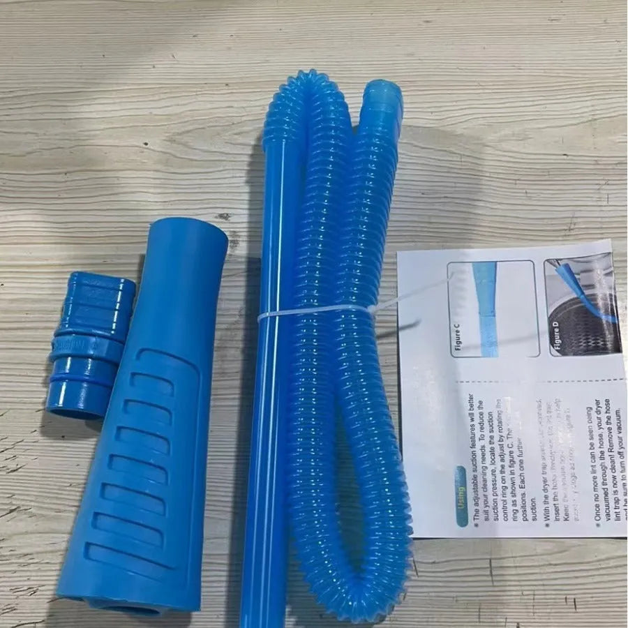 Blue vacuum cleaner suction pipe with round head measuring 114cm length with three bags