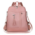 Large soft PU backpack in multiple colours showing three-dimensional pockets and internal phone compartment