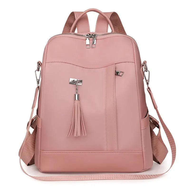 Large soft PU backpack in multiple colours showing three-dimensional pockets and internal phone compartment