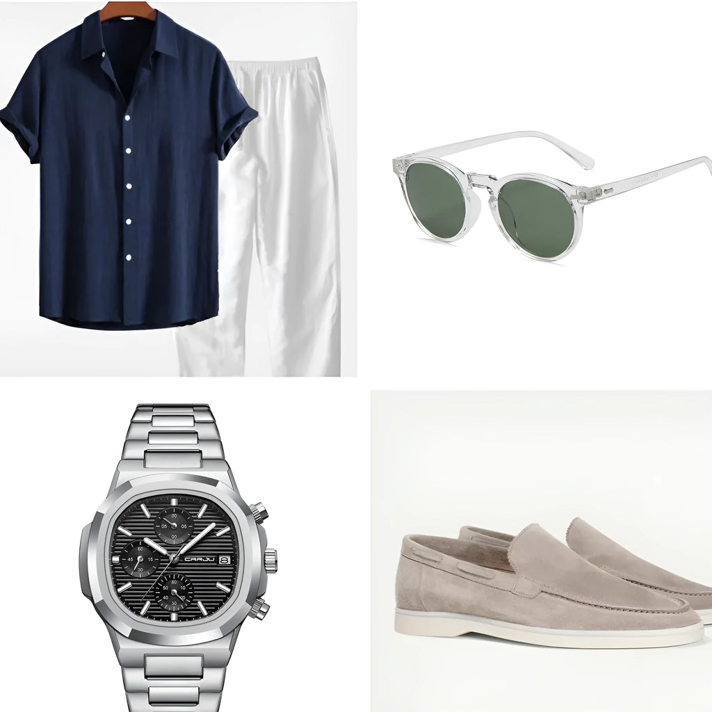 Casual cotton linen short sleeve summer suit in multiple colours with matching shorts and accessories