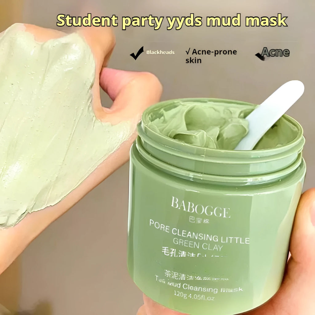 Pot of tea mud cleansing clay facial mask, 120g net weight.