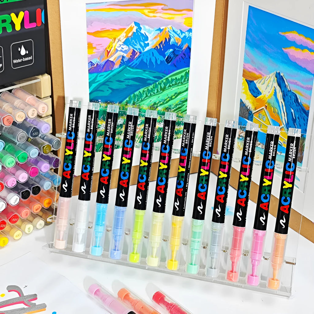 Set of acrylic marker pens with straight liquid design for painting and graffiti art