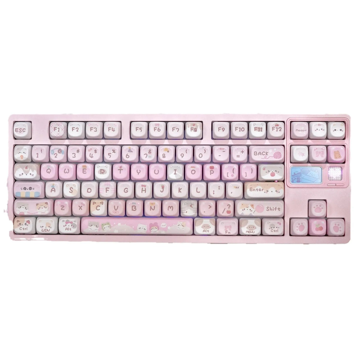MOA height pink plastic key caps with cartoon sublimation printing on five sides