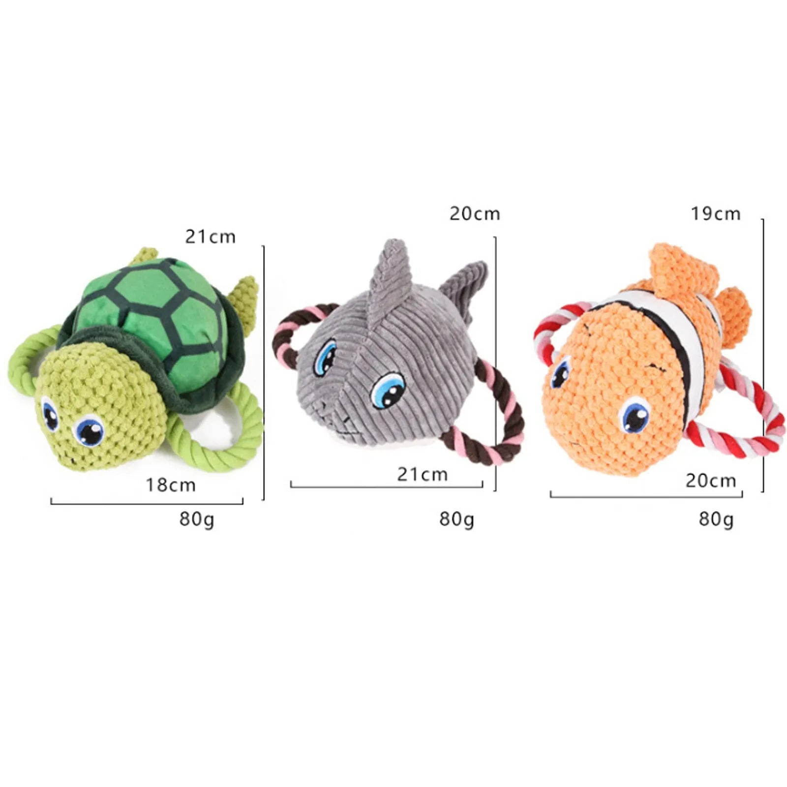 Turtle shaped dog chewing toy with internal knot in grey, green, and orange colours