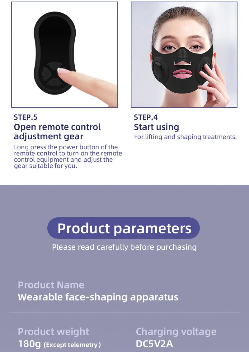 Black photon facial mask beauty device with LED lights and USB connection