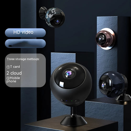 1080p wireless WiFi surveillance camera with ABS housing and USB cable for indoor security monitoring