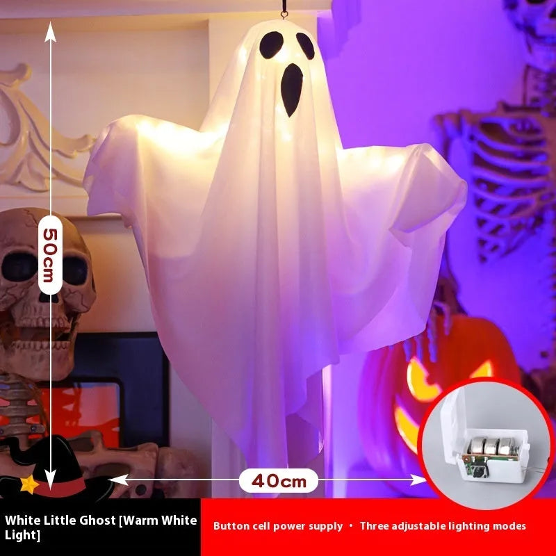 Electronic Halloween ghost light decoration with cloth construction and battery operation