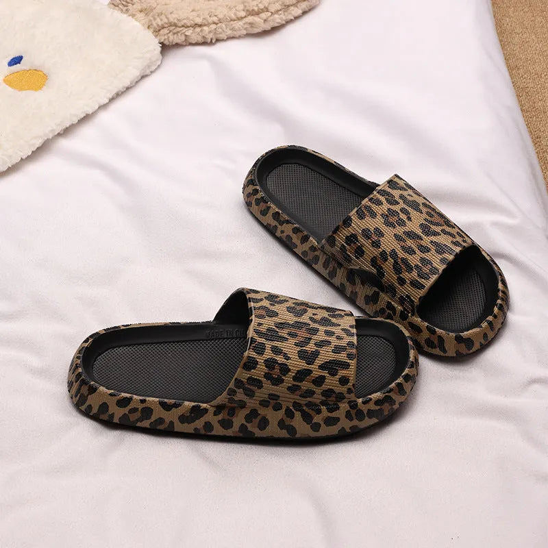 Leopard print slippers with thick EVA sole in various animal pattern colours