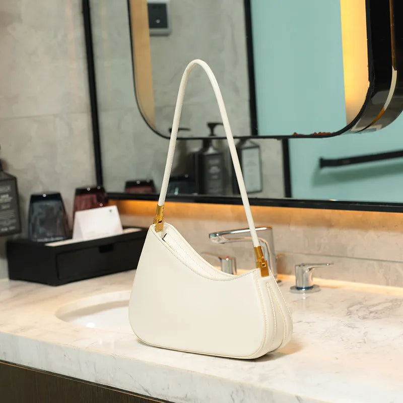 Retro oval underarm handbag for women in various colours with single shoulder strap