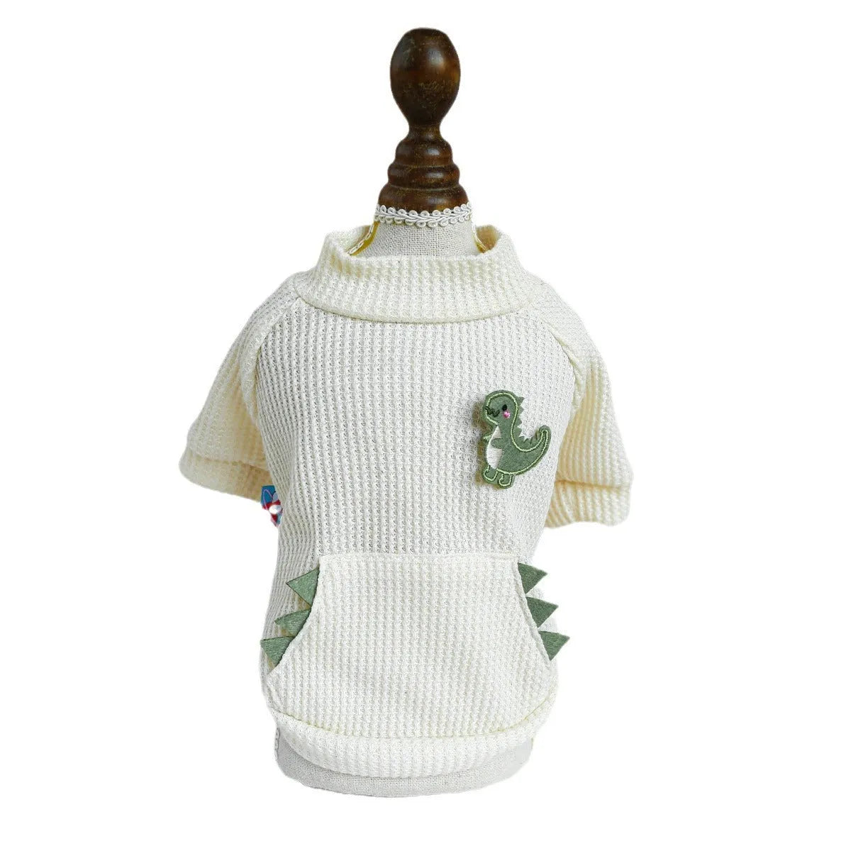 Casual polyester round-neck pet shirt in XS to XL with dinosaur, letter and red heart style options