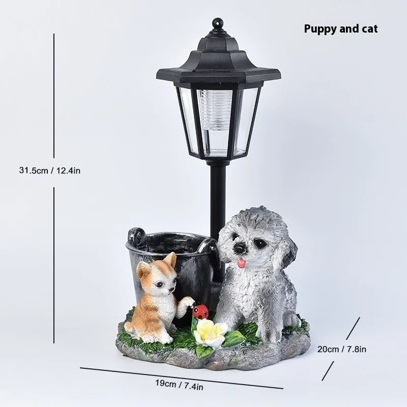 Hexagonal solar garden lamp in synthetic resin with American country design