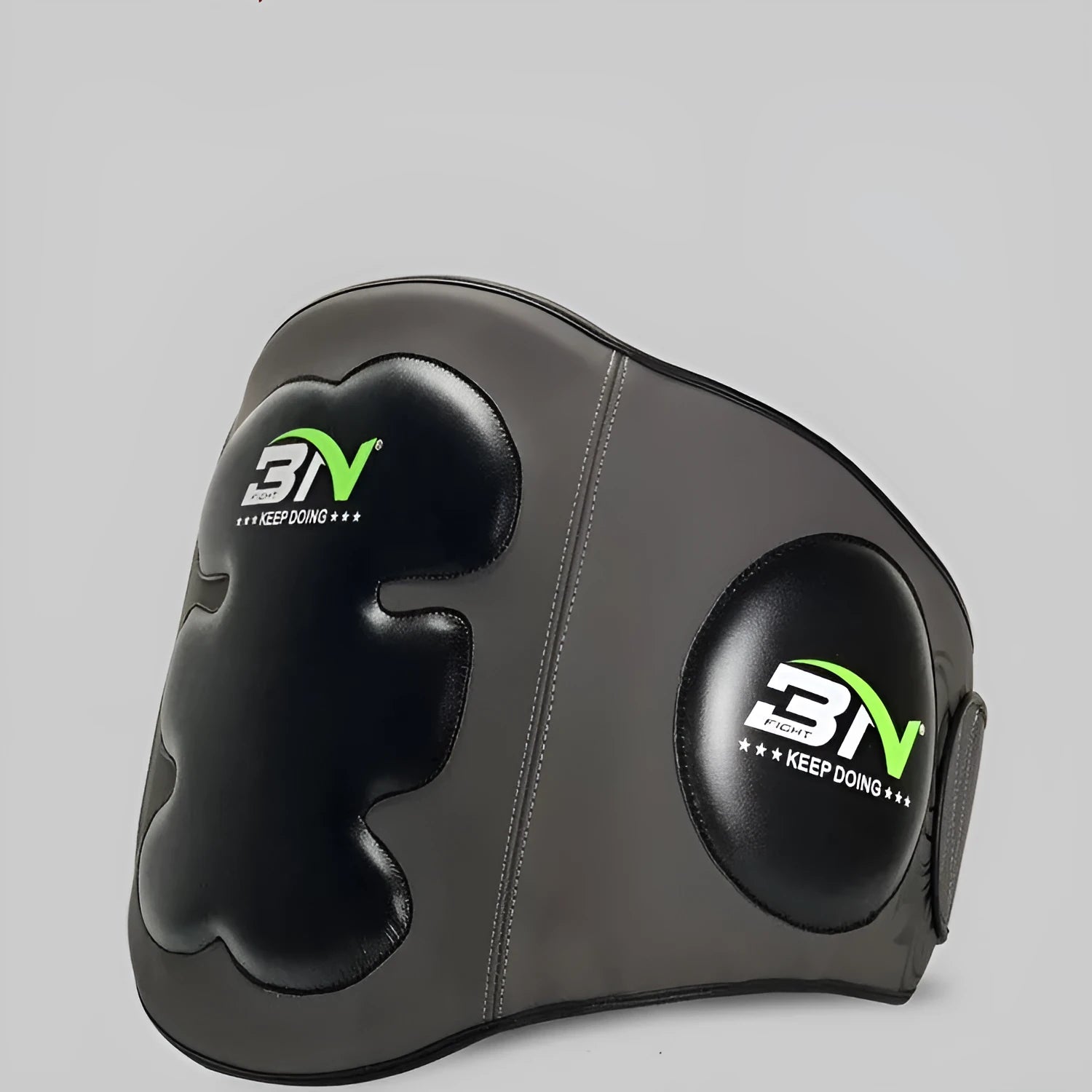 Sanda boxing chest protector target in dark grey colour showing waist protection design for martial arts training