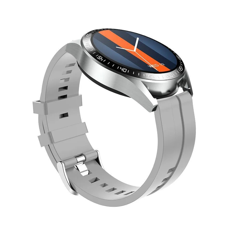 Black or silver GS3 Max smartwatch with 1.35-inch screen on a silicone strap, showing health stats and call interface.