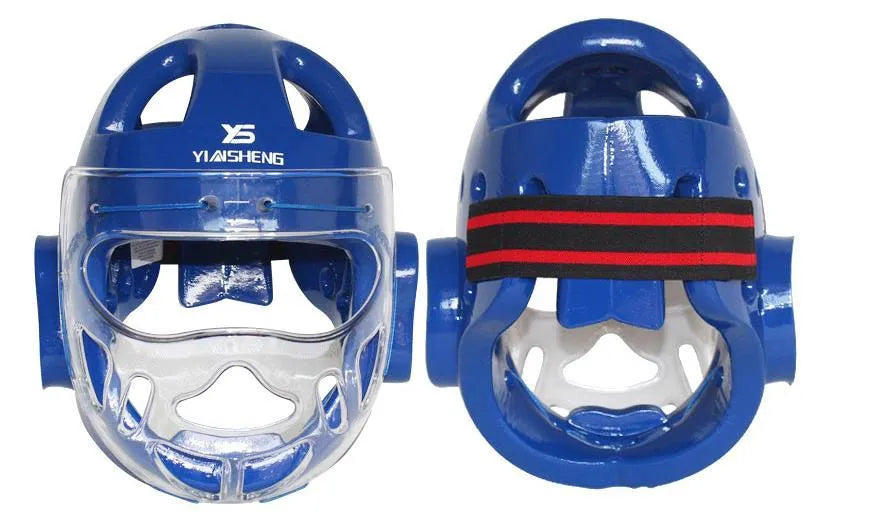 Karate helmet protective headgear for boxing training in blue, red or white colour options