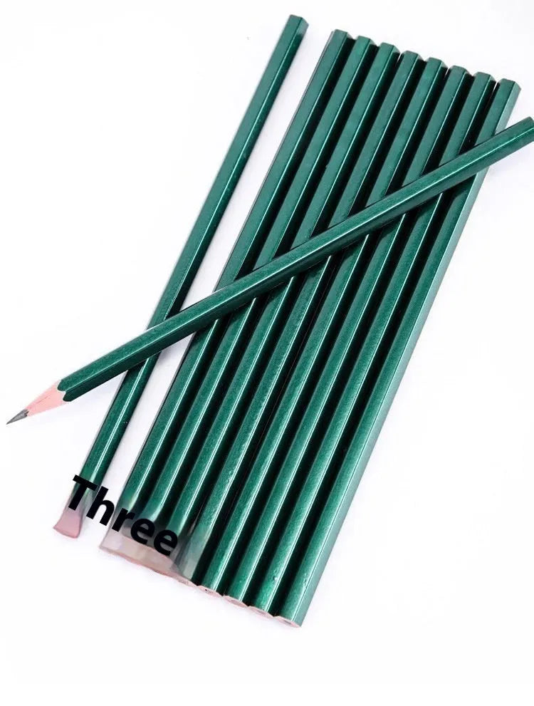 Box of ten green hexagonal wooden pencils with HB and 2B graphite grades for sketching.