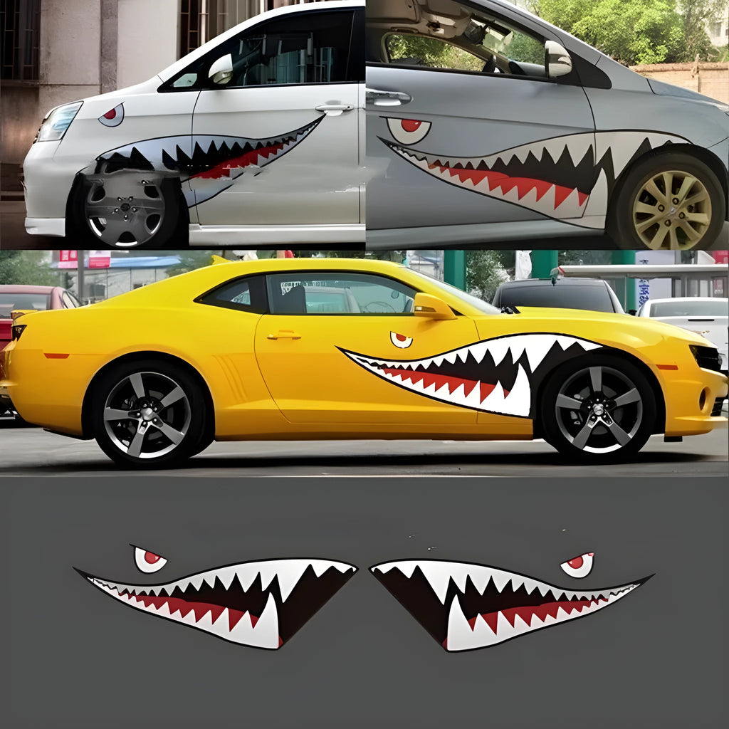 Shark design large PVC sticker for car body customisation in two size options.