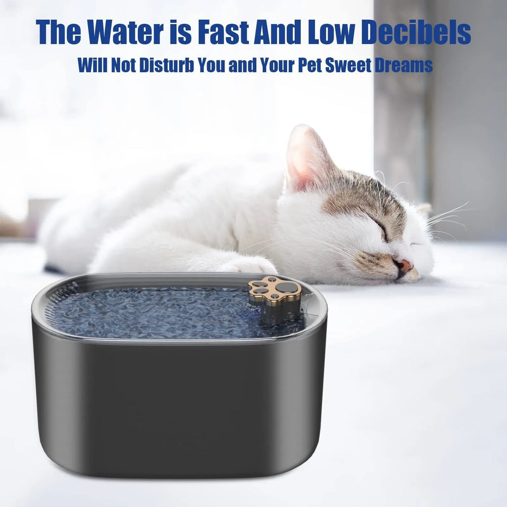Berlin blue coloured 3-litre pet water fountain with filter and LED light indicator on a floor.