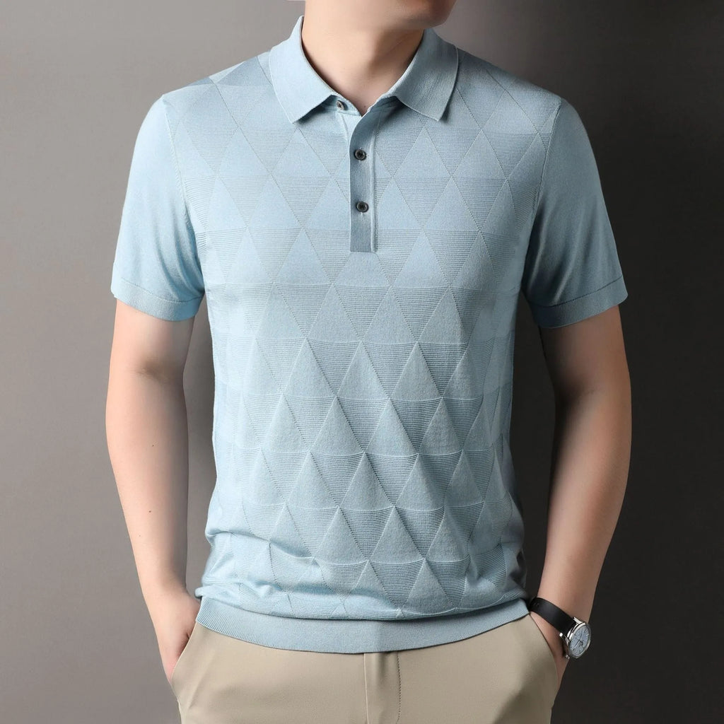 Men's thin ice silk short sleeve T-shirt in lyocell fabric, showing quick-dry properties and colour options