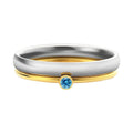 December colour birthstone engraved titanium steel ring for women on a geometric band.