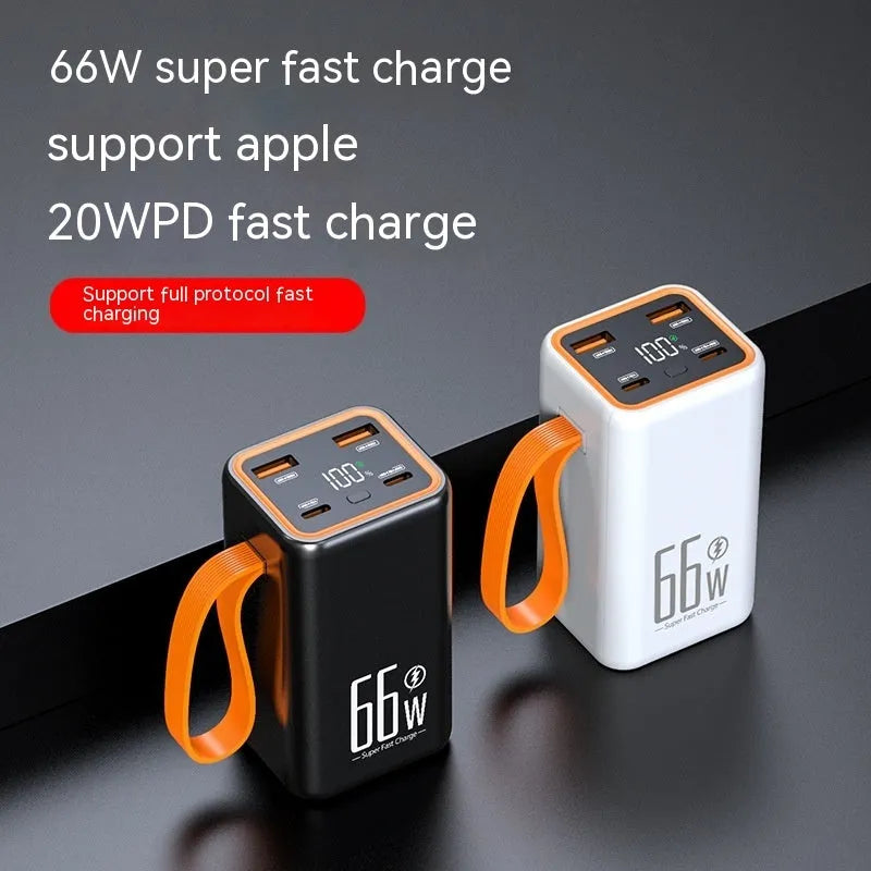 Black and white PD66W 20000mAh fast charge power bank with creative plastic design