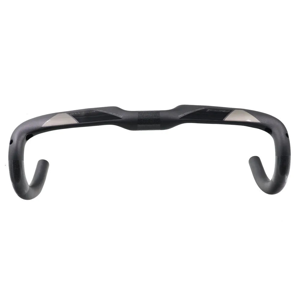 Wei Bike matt carbon fibre road bicycle drop handlebar shown from above