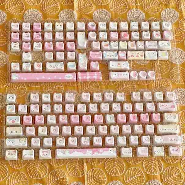 Meow Meow Team 141-key mechanical keyboard key cap set with five-sided sublimation printed anime artwork