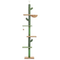Tall cactus-themed cat climbing frame with integrated scratch board and hanging toy