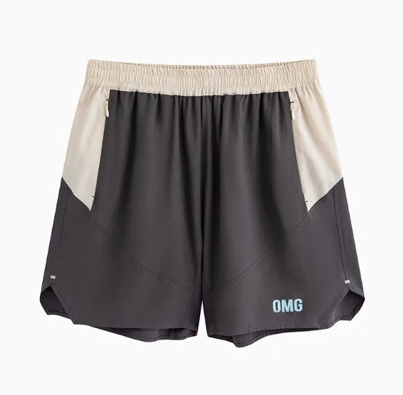 Men's loose-fitting workout shorts with elastic lace-up waist in dark rock ash colour