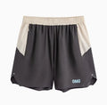 Men's loose-fitting workout shorts with elastic lace-up waist in dark rock ash colour