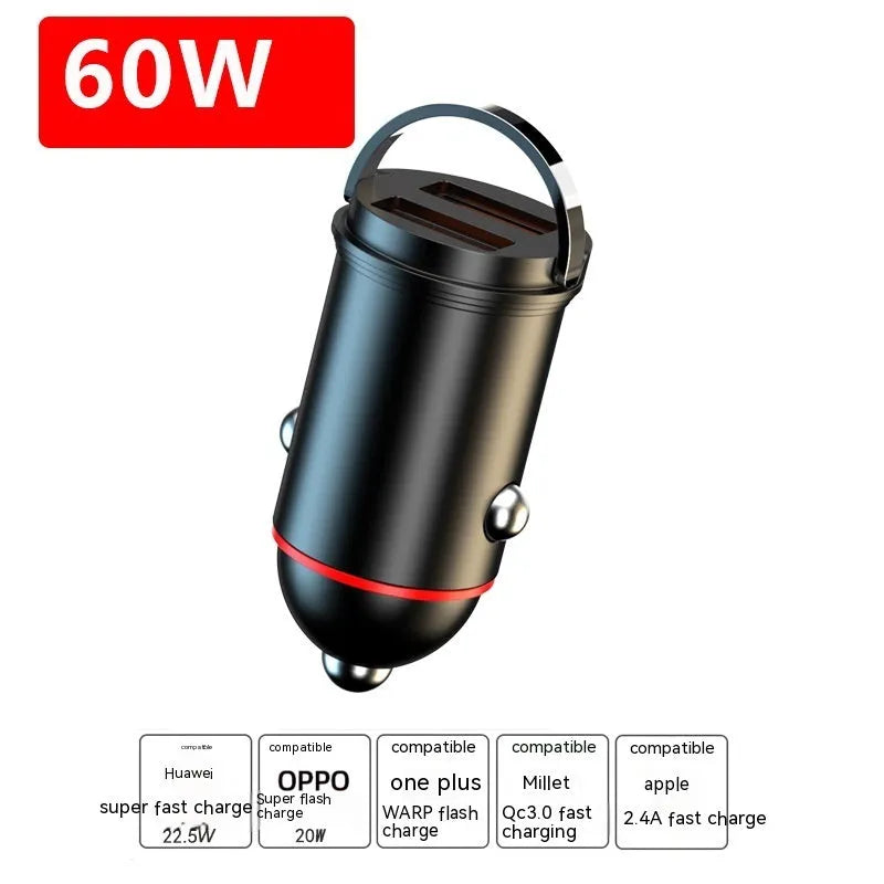 Black 200W Super Fast Car Charger with zinc alloy body and USB port