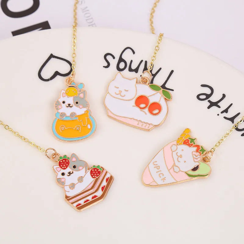 Jane Key Foodie Cute Pet Cat metal pendant bookmark in a choice of four cartoon cat designs.
