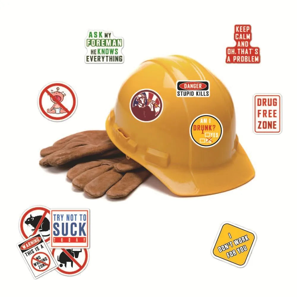 Waterproof helmet warning stickers pack with PVC adhesive and bright film coating