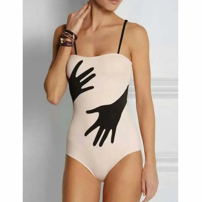 Women's one-piece bikini swimsuit with gauze skirt option in polyester fabric