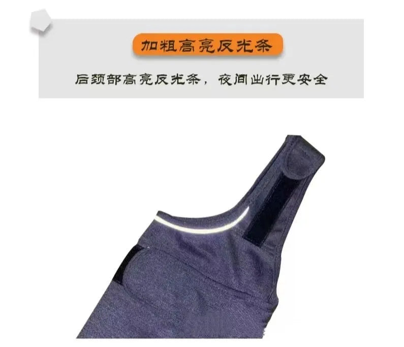 Heather grey dog anxiety jacket in brocade cotton ponte-de-roma fabric showing weight-based sizing options