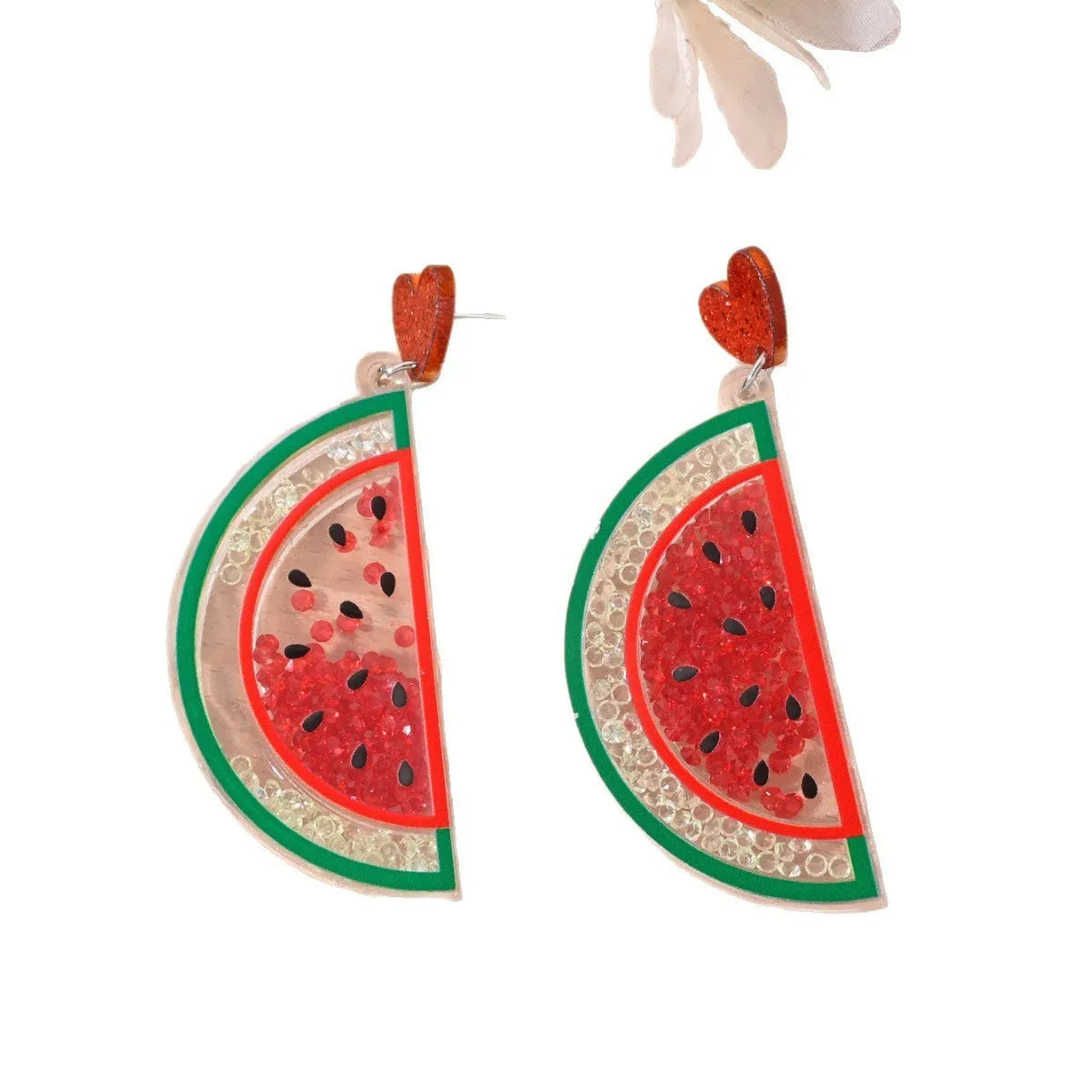 Pastoral style fruit shaped acrylic earrings for women with cherry, strawberry, watermelon designs