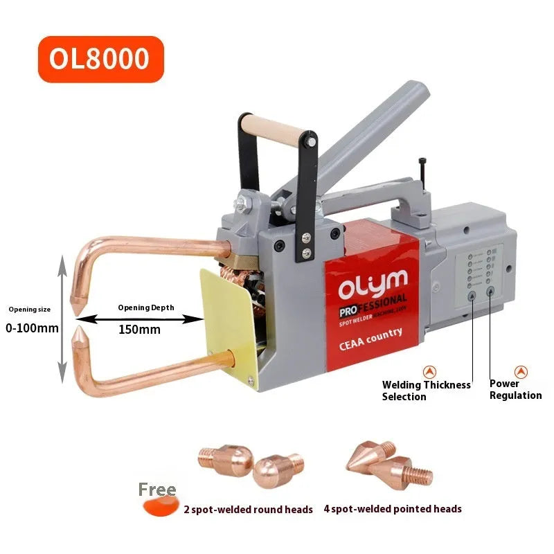 OL8000 double-sided spot welder with manual controls and six welding heads